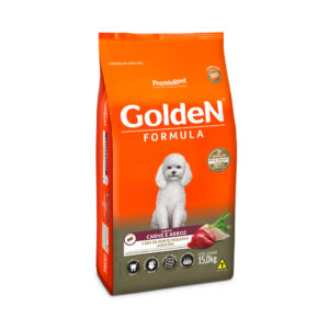 Ração Golden Fórmula Mini Bits Para Cães Adultos de Porte Pequeno Sabor Carne e Arroz 15 kg